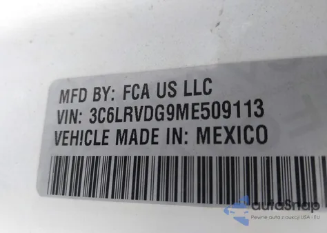2021 Ram Promaster 2500 High Roof 159 Wb from USA, damaged, VIN 3C6LRVDG9ME509113